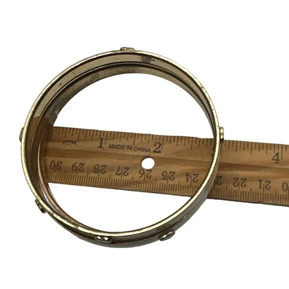 Vintage Classic Triple Enamel Bangle Bracelets Cream Gold Heart Accents Mod - Picture 4 of 4